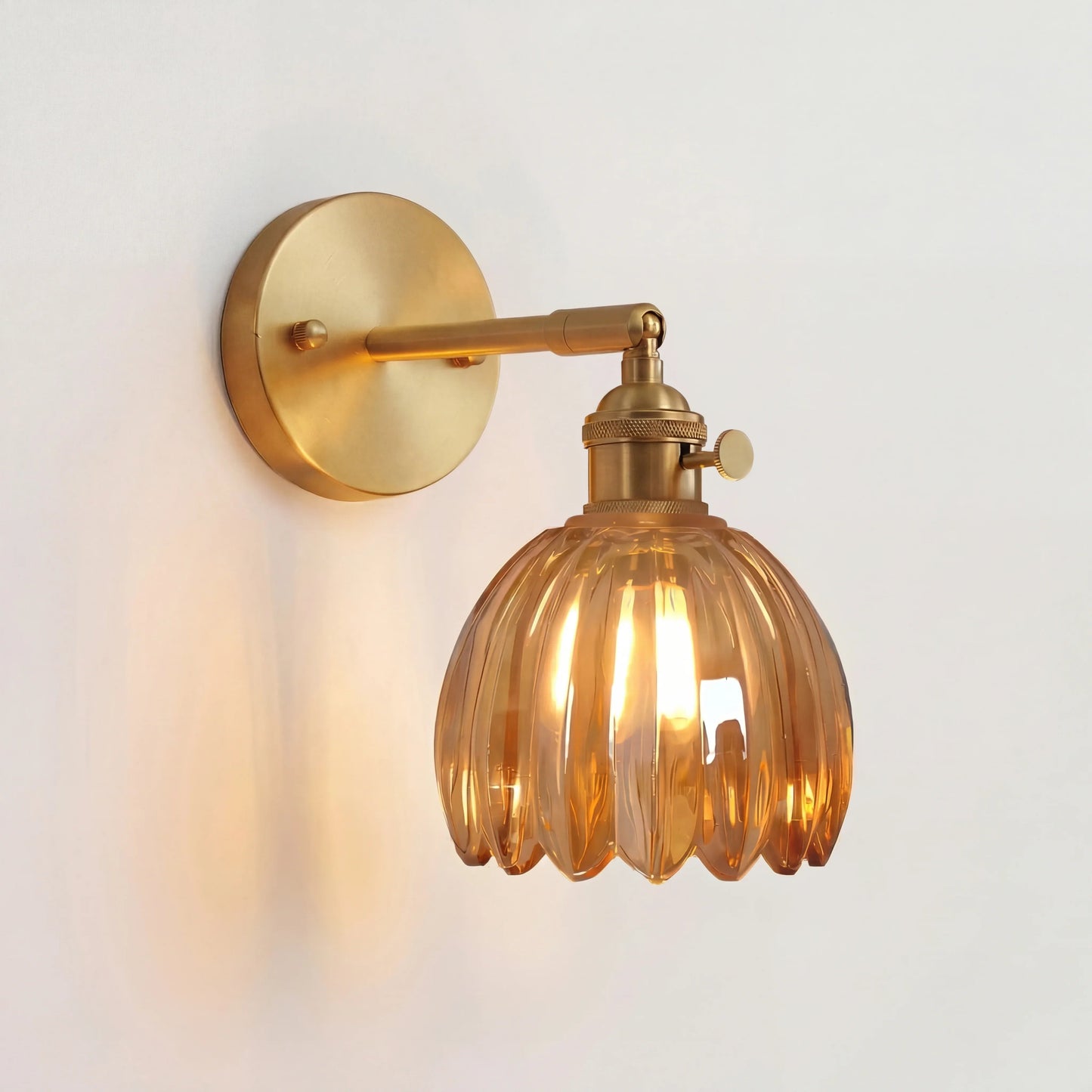 Lumen Collection | Wall Lamp with Tulip Glass Shade & Adjustable Head | Elegant Wall Light for Cozy Ambiance