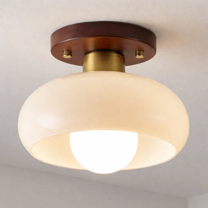 Bauhaus Cream Flush Ceiling Light | Modern LED Fixture