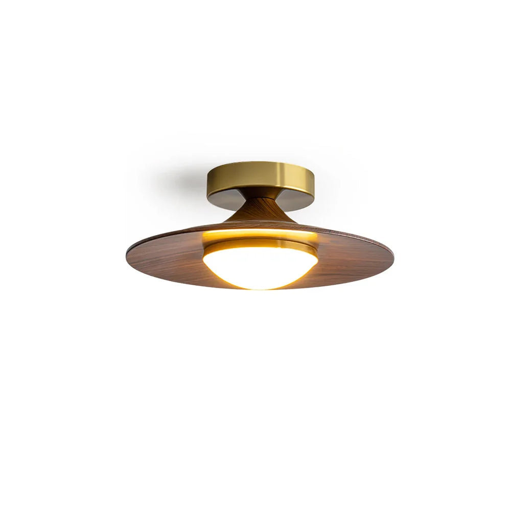 Royelux Contemporary LED Ceiling Lamp with Wood Accent and Metal Frame