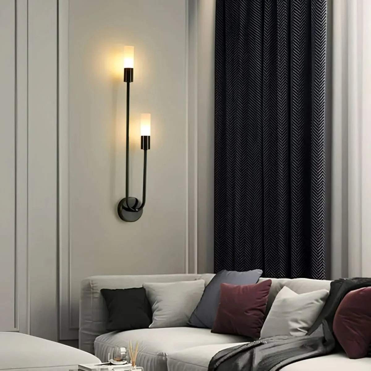 Modern Gold Wall Sconce – Dual Frosted Glass Lights