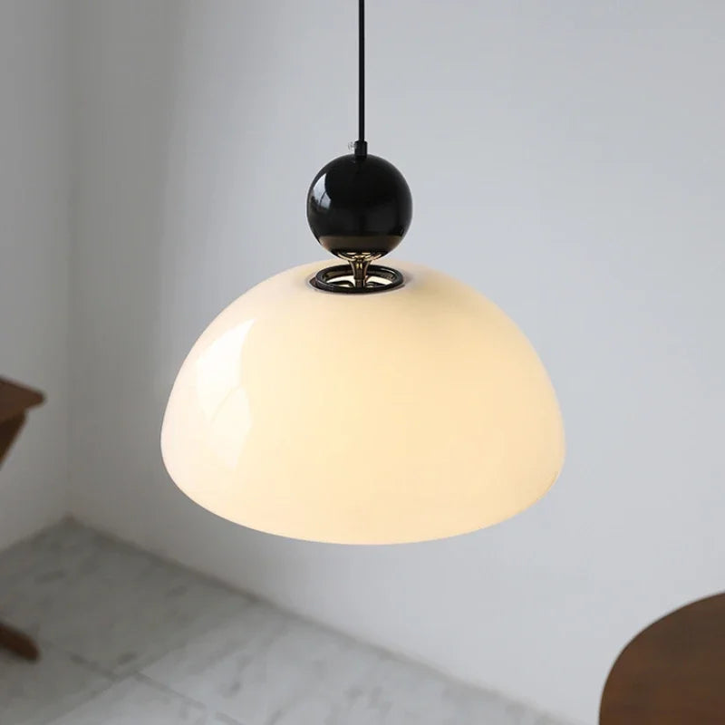 Time-Traveling Lighting Experiment, Bauhaus Geometry Meets Medieval Color in Glass Pendant for Avant-Garde Living Room & Salon