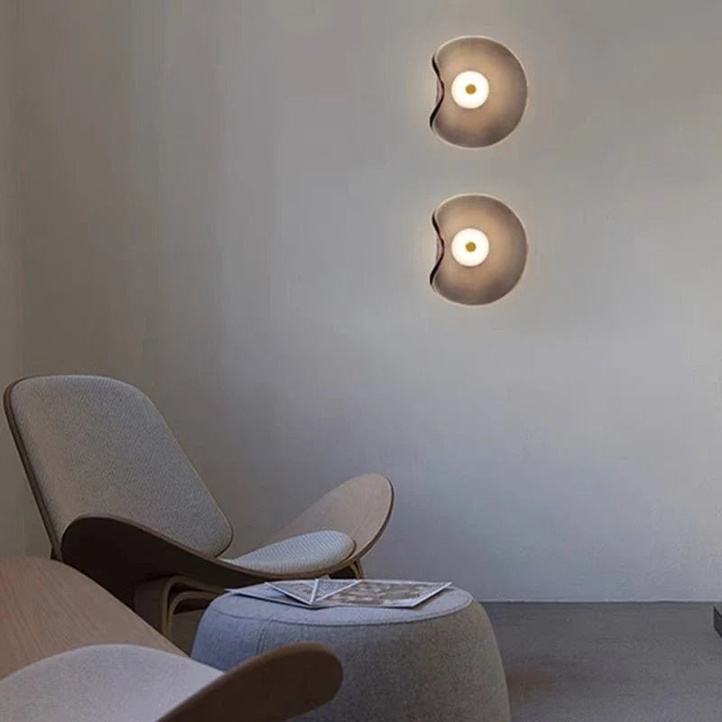 Modern Decorative Wall Lamp Smoked Glass Amber | Scandinavian LED Wall Light | Metal Frame | Warm White 3500K | Indoor Lighting