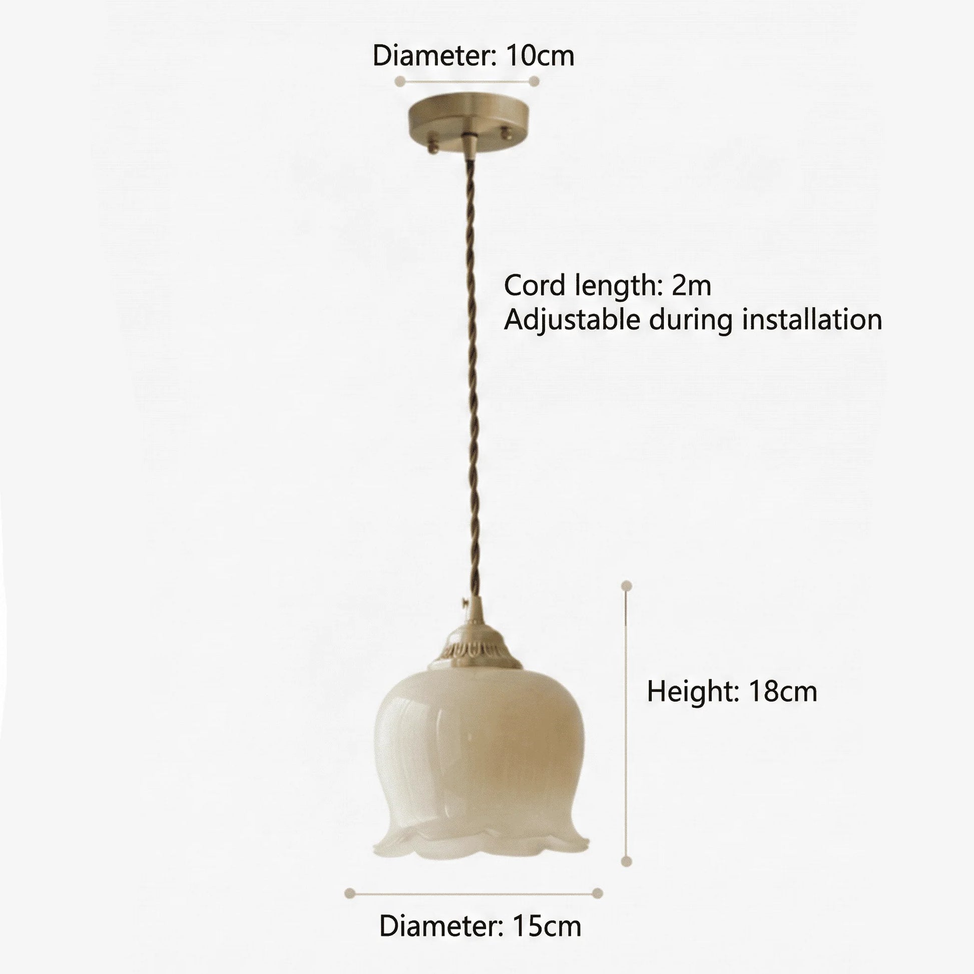 Luxora Cream Glass Flower Pendant Light, Brass Top Nordic Hanging Lamp