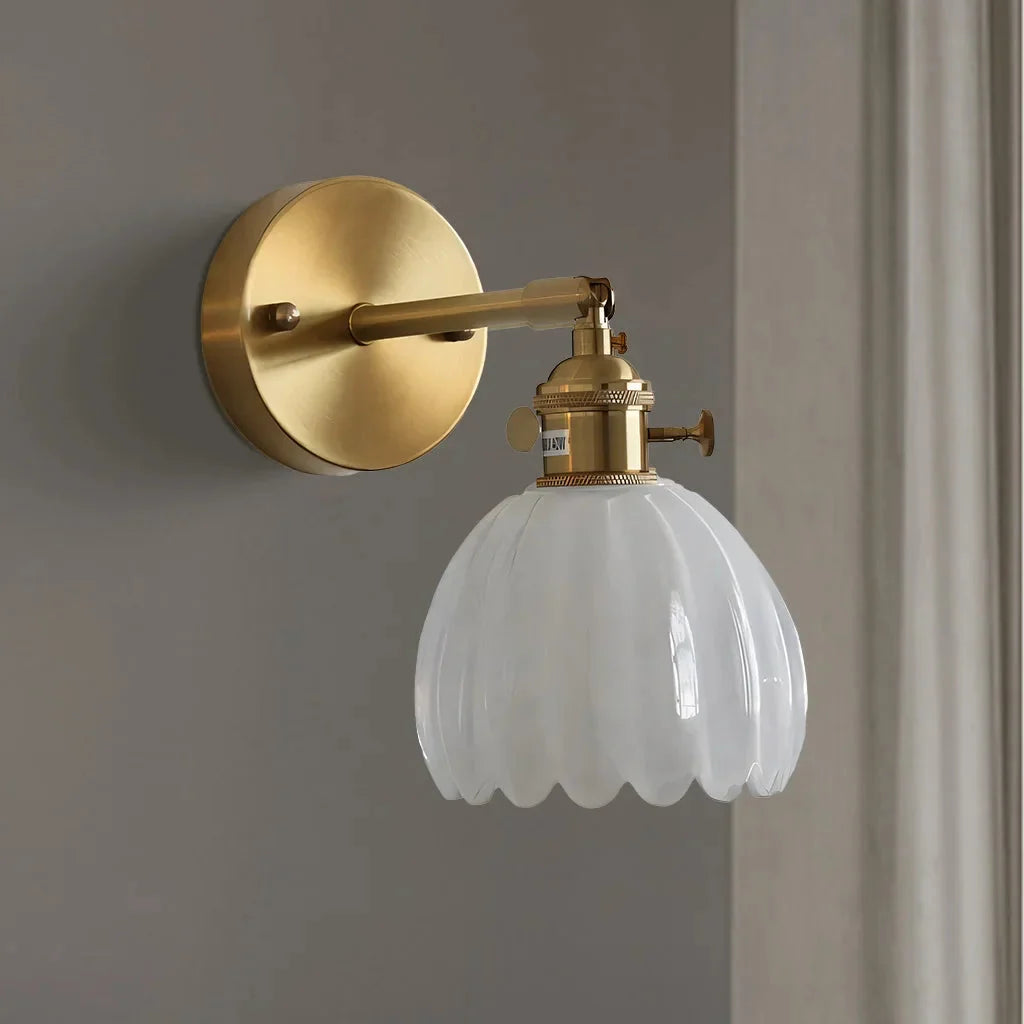 Lumen Collection | Wall Lamp with Tulip Glass Shade & Adjustable Head | Elegant Wall Light for Cozy Ambiance