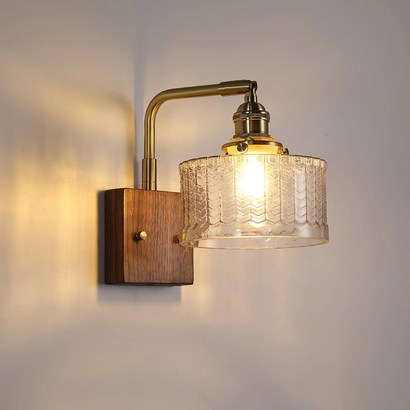 Camela Wall Lamp | Rustic Green Glass & Wood Sconce | Fish Scale Art Glass Lighting | E26/E27 LED or Incandescent | Living Room Bedroom Hallway