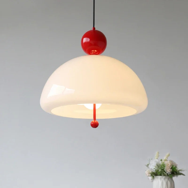 Time-Traveling Lighting Experiment, Bauhaus Geometry Meets Medieval Color in Glass Pendant for Avant-Garde Living Room & Salon