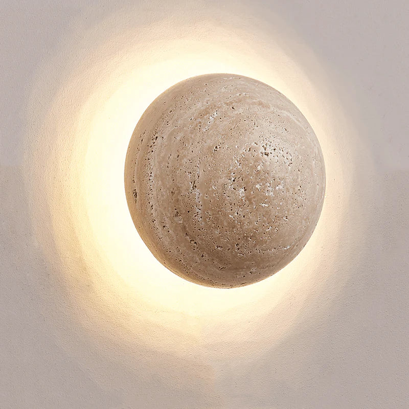 Scandinavian Cream Wall Lamp | Travertine LED Wall Light | Minimalist 10W Ambient Lighting | Bedroom & Hallway Fixture