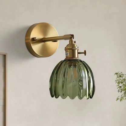 Lumen Collection | Wall Lamp with Tulip Glass Shade & Adjustable Head | Elegant Wall Light for Cozy Ambiance