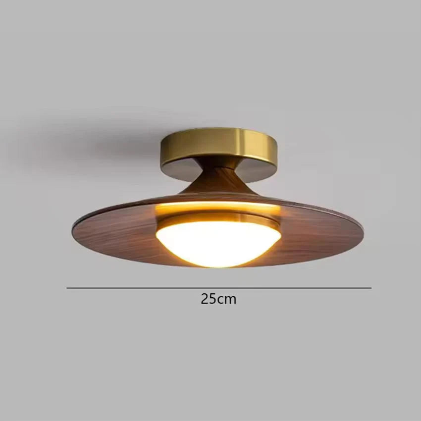 Royelux Contemporary LED Ceiling Lamp with Wood Accent and Metal Frame