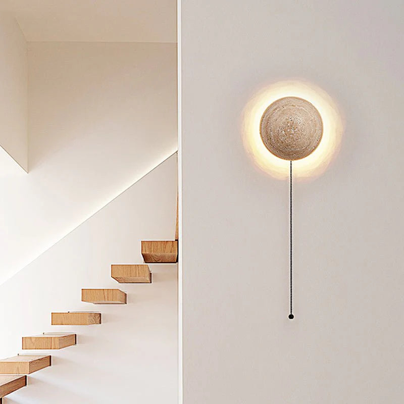 Scandinavian Cream Wall Lamp | Travertine LED Wall Light | Minimalist 10W Ambient Lighting | Bedroom & Hallway Fixture