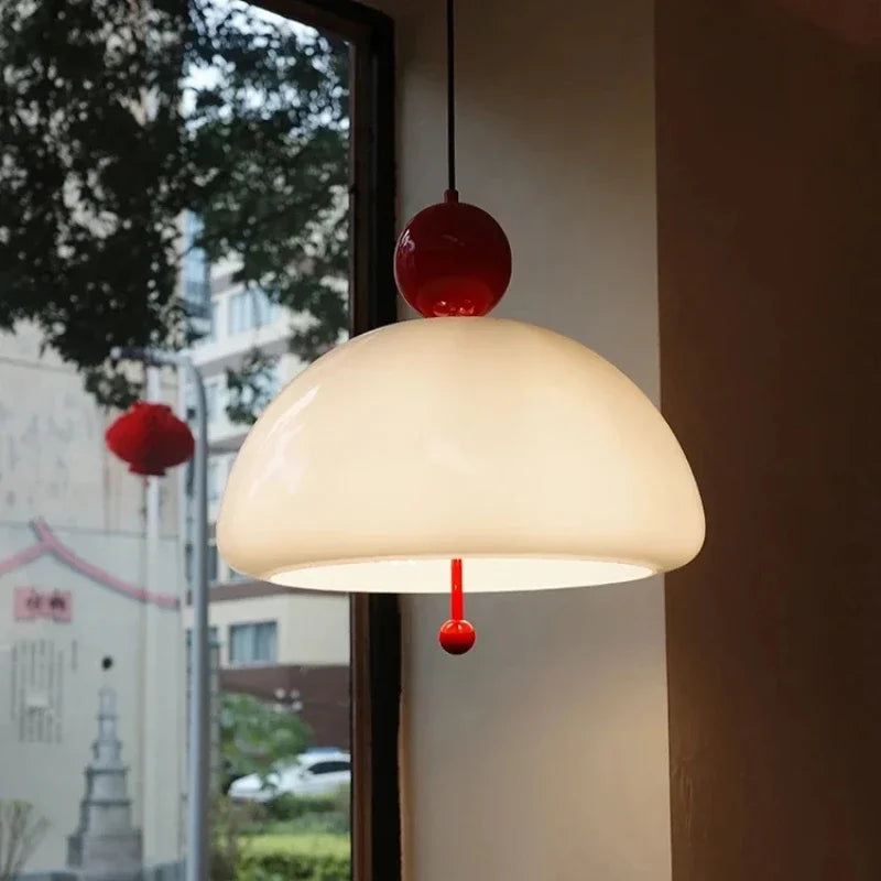 Time-Traveling Lighting Experiment, Bauhaus Geometry Meets Medieval Color in Glass Pendant for Avant-Garde Living Room & Salon