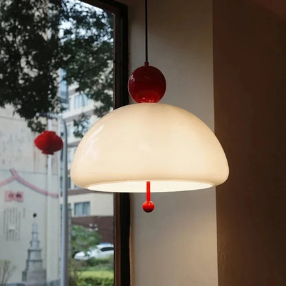 Time-Traveling Lighting Experiment, Bauhaus Geometry Meets Medieval Color in Glass Pendant for Avant-Garde Living Room & Salon