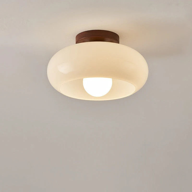 Bauhaus Cream Flush Ceiling Light | Modern LED Fixture