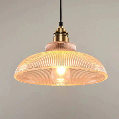 Retro Pendant Light with Ribbed Shade | Vintage Hanging Lamp for Dining & Living Room