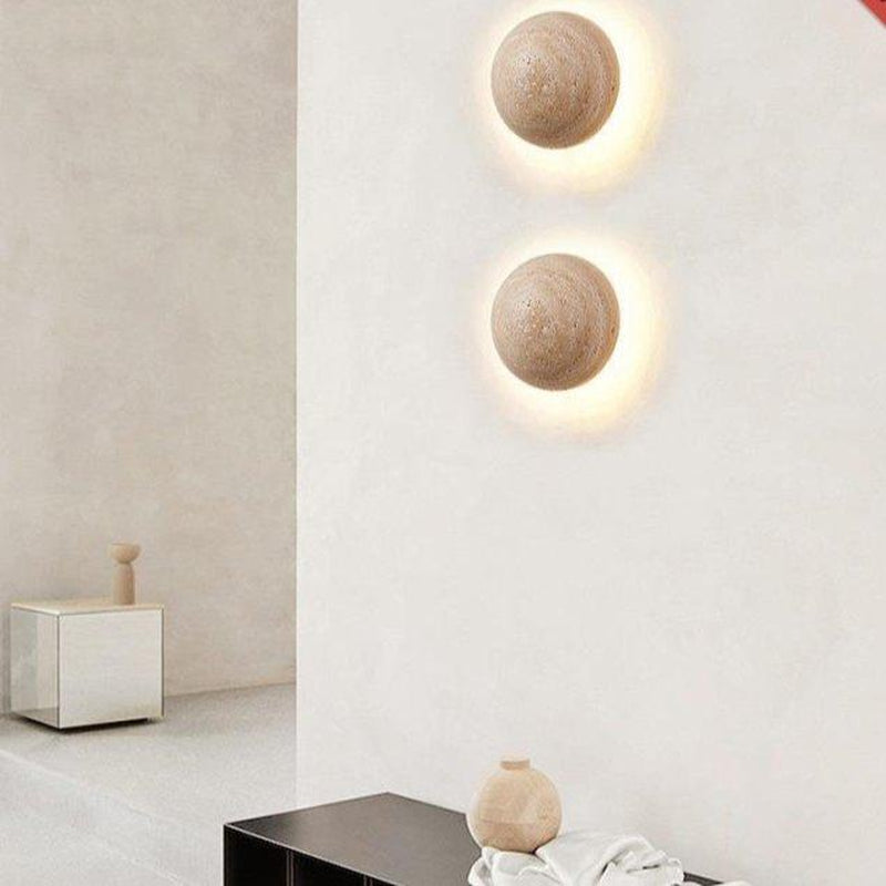 Scandinavian Cream Wall Lamp | Travertine LED Wall Light | Minimalist 10W Ambient Lighting | Bedroom & Hallway Fixture