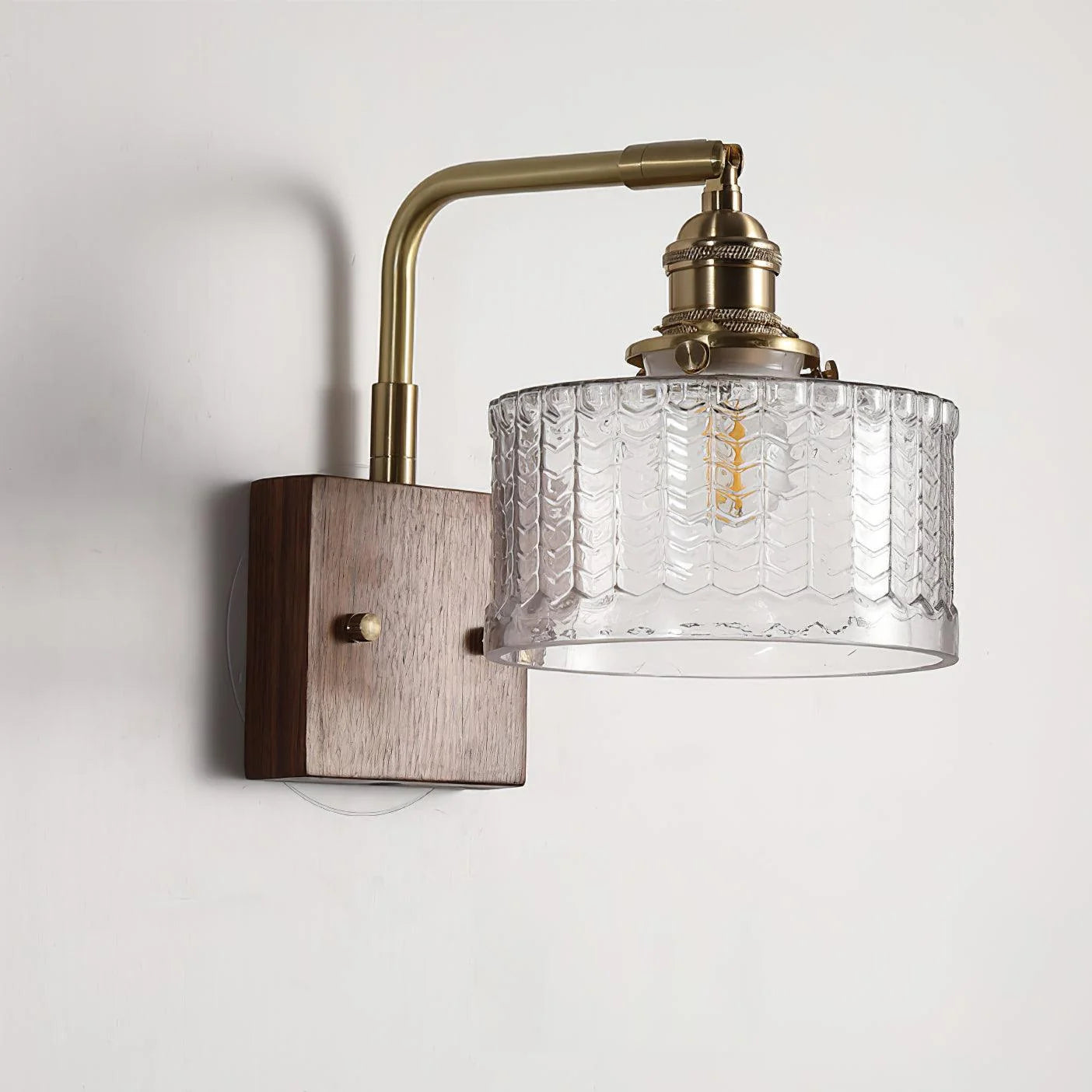 Camela Wall Lamp | Rustic Green Glass & Wood Sconce | Fish Scale Art Glass Lighting | E26/E27 LED or Incandescent | Living Room Bedroom Hallway