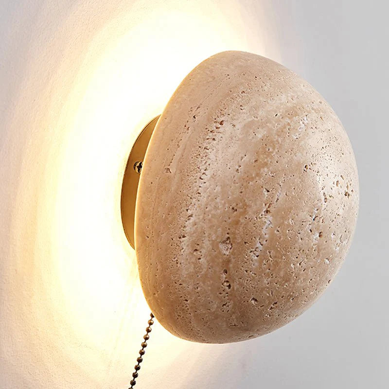 Scandinavian Cream Wall Lamp | Travertine LED Wall Light | Minimalist 10W Ambient Lighting | Bedroom & Hallway Fixture
