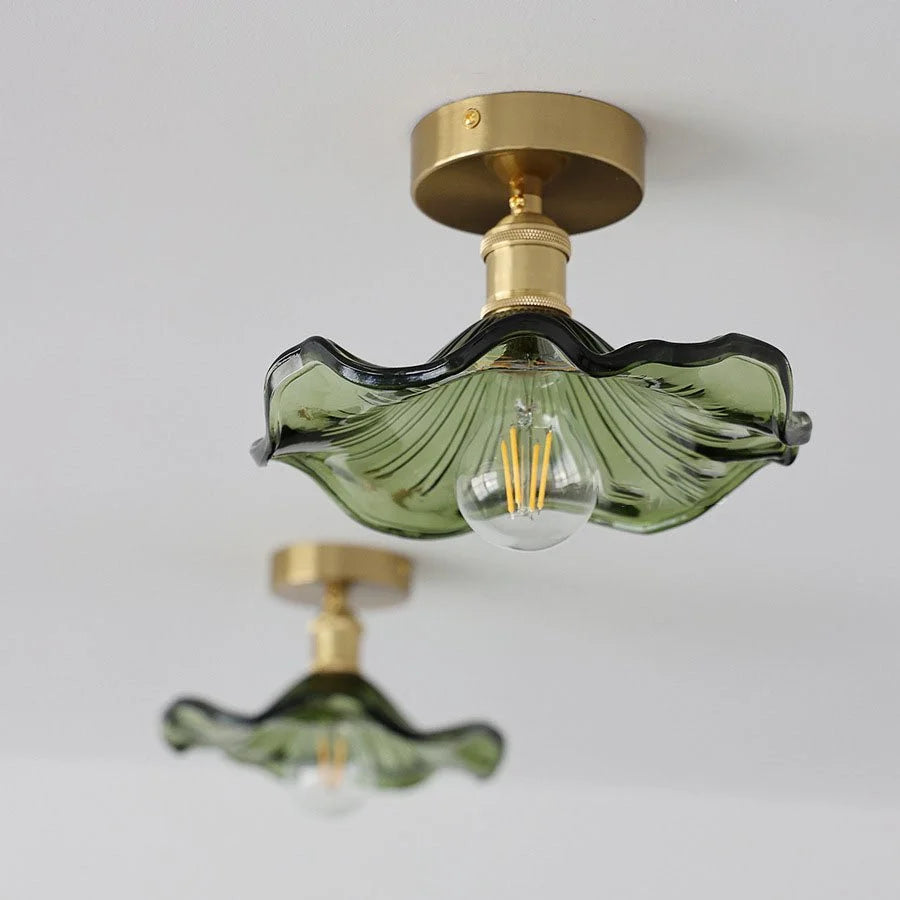 Glass Ceiling Lamp in the Shape of a Hibiscus