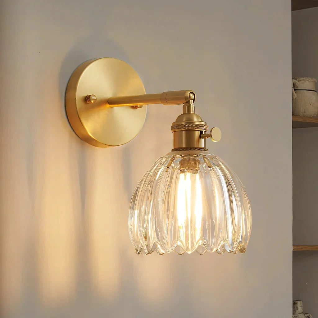 Lumen Collection | Wall Lamp with Tulip Glass Shade & Adjustable Head | Elegant Wall Light for Cozy Ambiance