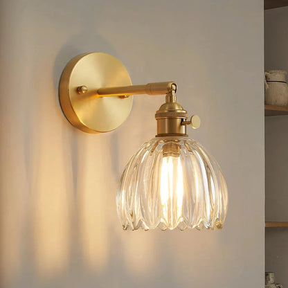 Lumen Collection | Wall Lamp with Tulip Glass Shade & Adjustable Head | Elegant Wall Light for Cozy Ambiance