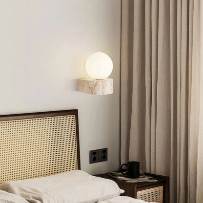 Luxroyale Wabi Sabi Cave Stone Base round Wall Lamp with Soft Warm LED Glow
